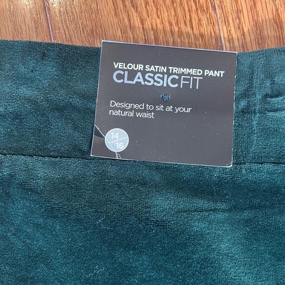 NWT  avenue WOMEN DARK GREEN VELVET PANTS wide legs ELASTIC WAIST IN SIZE 14/16 - Picture 8 of 8